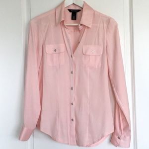 WHBM Pink 'Silk' Button Up Blouse